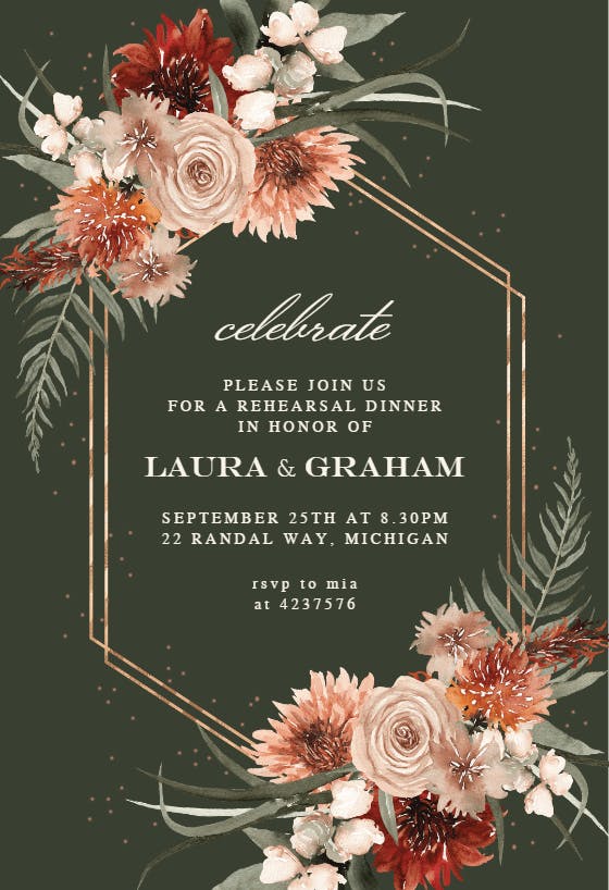 Terracotta frame - rehearsal dinner party invitation